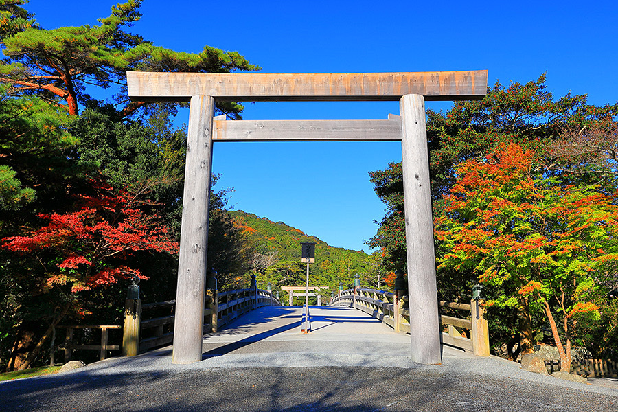 Ise Jingu Naiku Uji Bridge Autumn Leaves